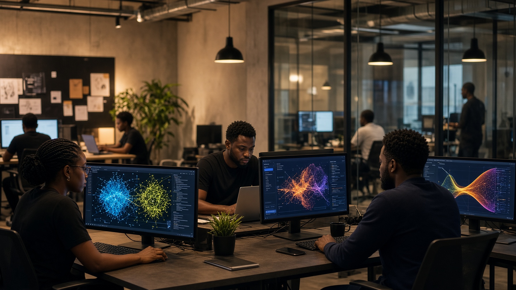 Young African professionals in a contemporary innovation lab
